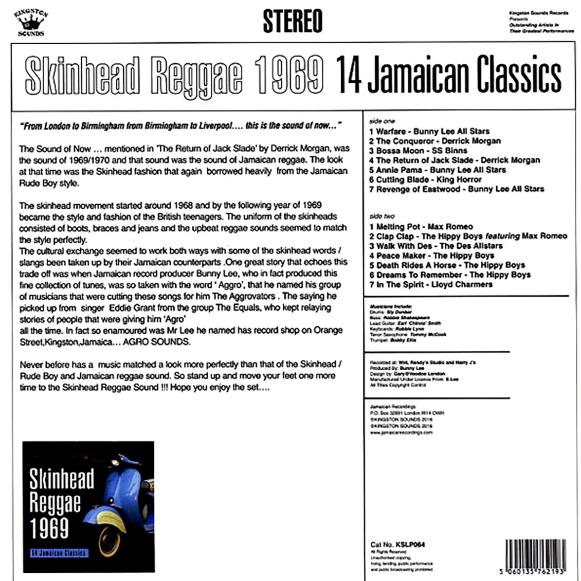 The Hippy Boys, Lloyd Charmers, Bunny Lee All Stars, Etc. - Skinhead Reggae 1969: 14 Jamaican Classics (180g)