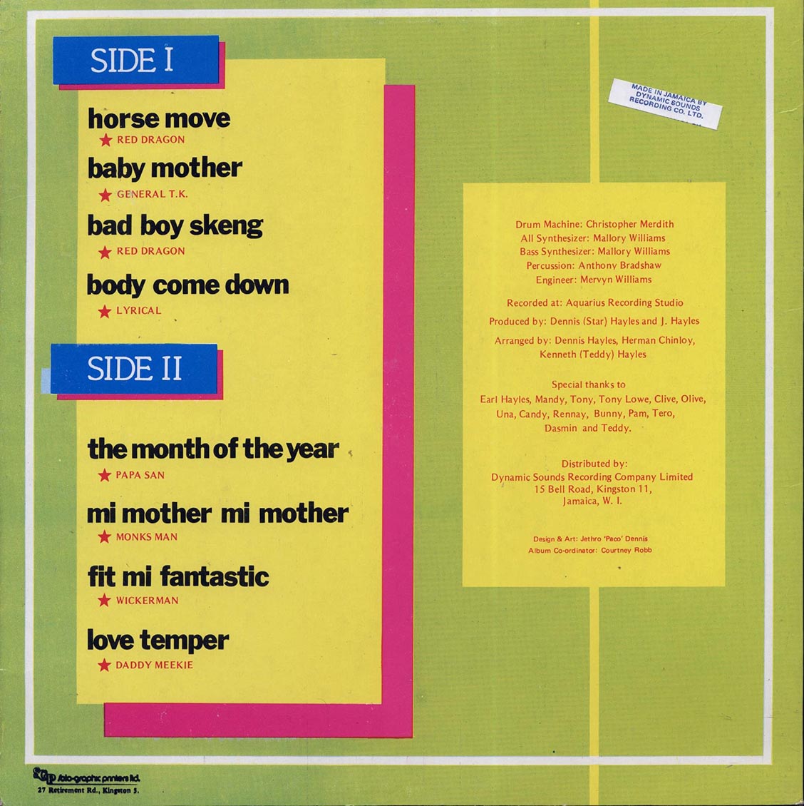 Papa San, Red Dragon, Monks Man, Daddy Meekie, Etc. - Body Come Down (Jamaica press) (orig. press)