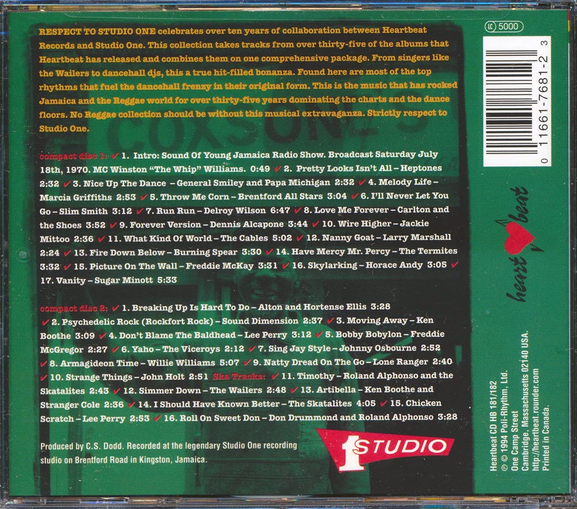 The Wailers, The Skatalites, The Heptones, Lee Perry, Johnny Osbourne, Ken Boothe, Jackie Mittoo, Etc. - Respect To Studio One (33 tracks) (2xCD)