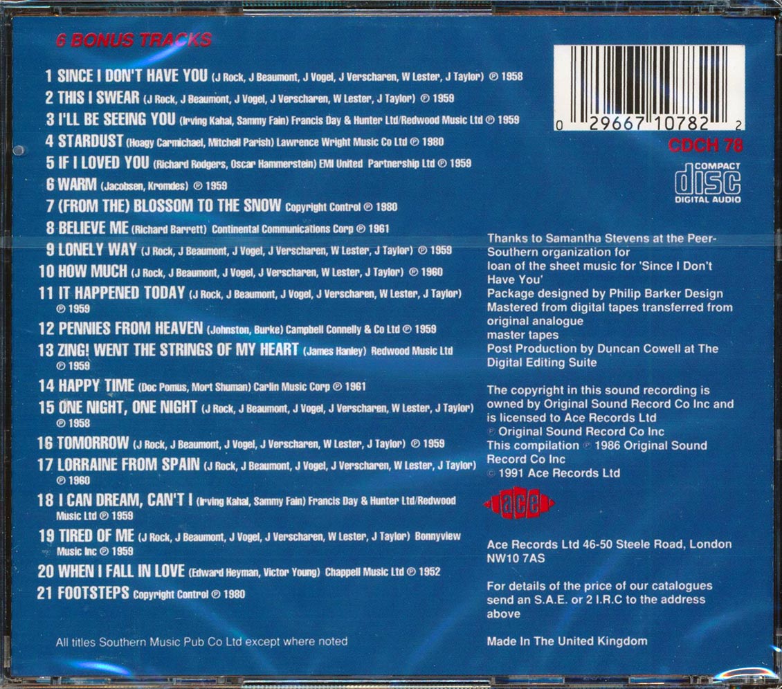 The Skyliners - Since I Don't Have You (21 tracks)