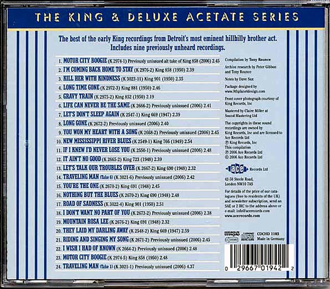 The York Brothers - Long Time Gone: The King & Deluxe Acetate Series (24 tracks)