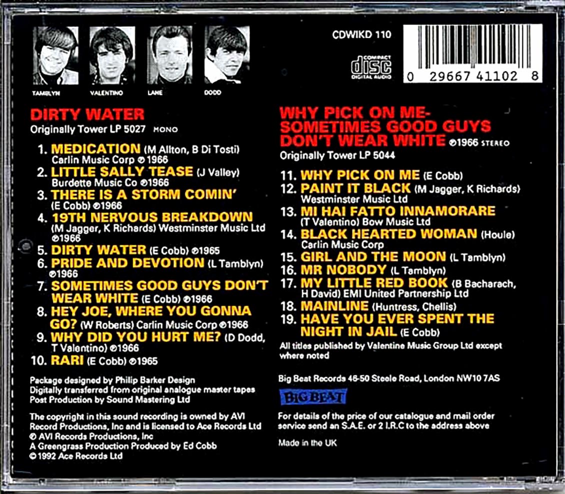 The Standells - Dirty Water + Why Pick On Me Sometimes Good Guys Don't Wear White