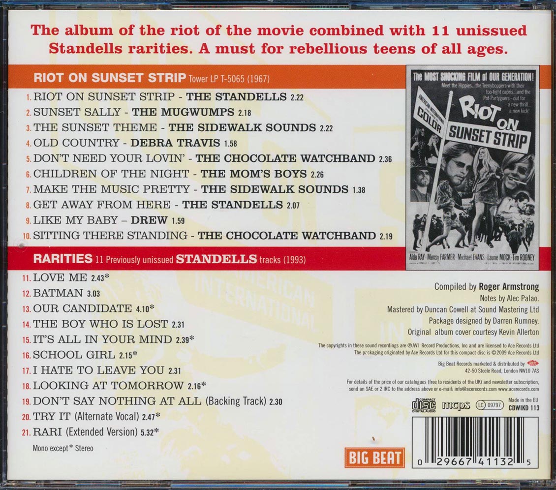 Various - Riot On Sunset Strip Original Soundtrack + Standells Rarities (21 tracks)