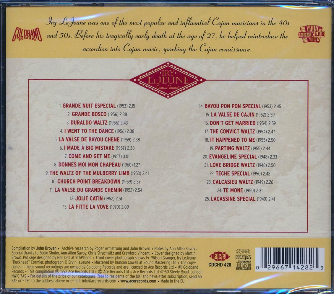 Iry LeJeune - Cajun's Greatest: The Definitive Collection (25 tracks)