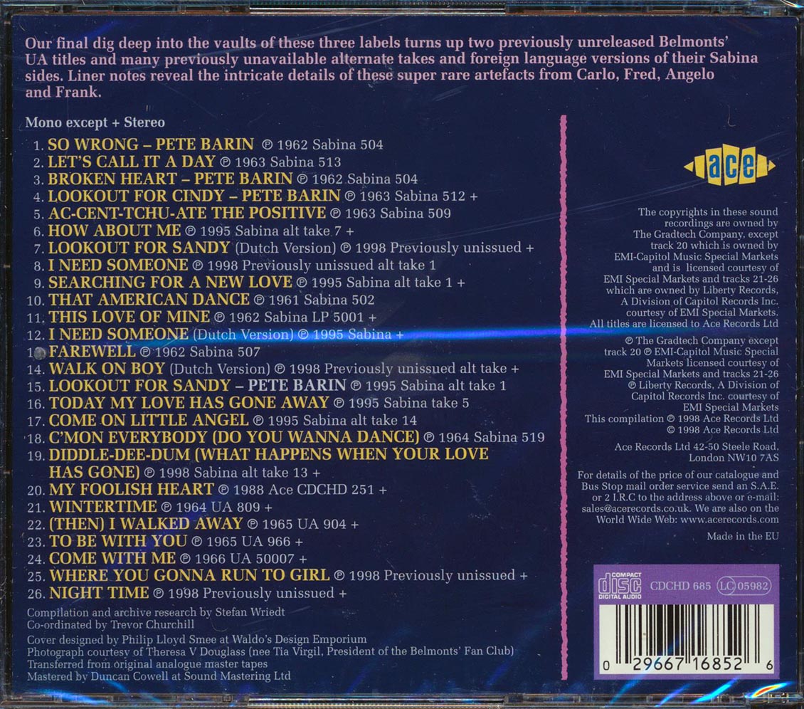 The Belmonts - The Laurie Sabina & United Artists Sides Volume 2 (26 tracks)