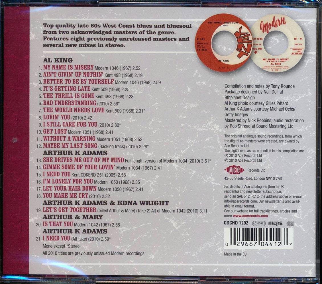 Al King, Arthur K Adams - Together: The Complete Kent And Modern Recordings (21 tracks)