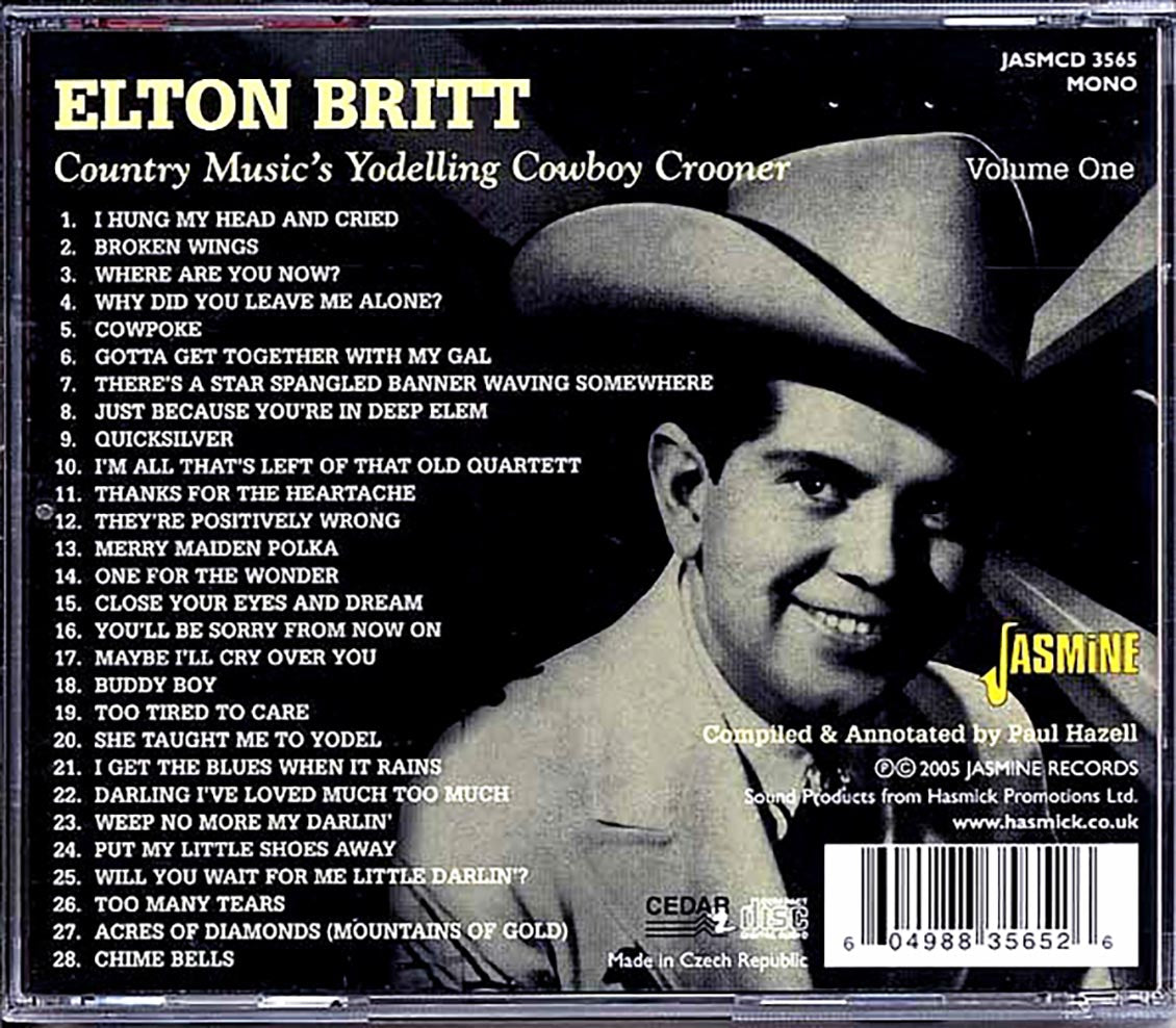 Elton Britt - Country Music's Yodelling Cowboy Crooner (28 tracks)
