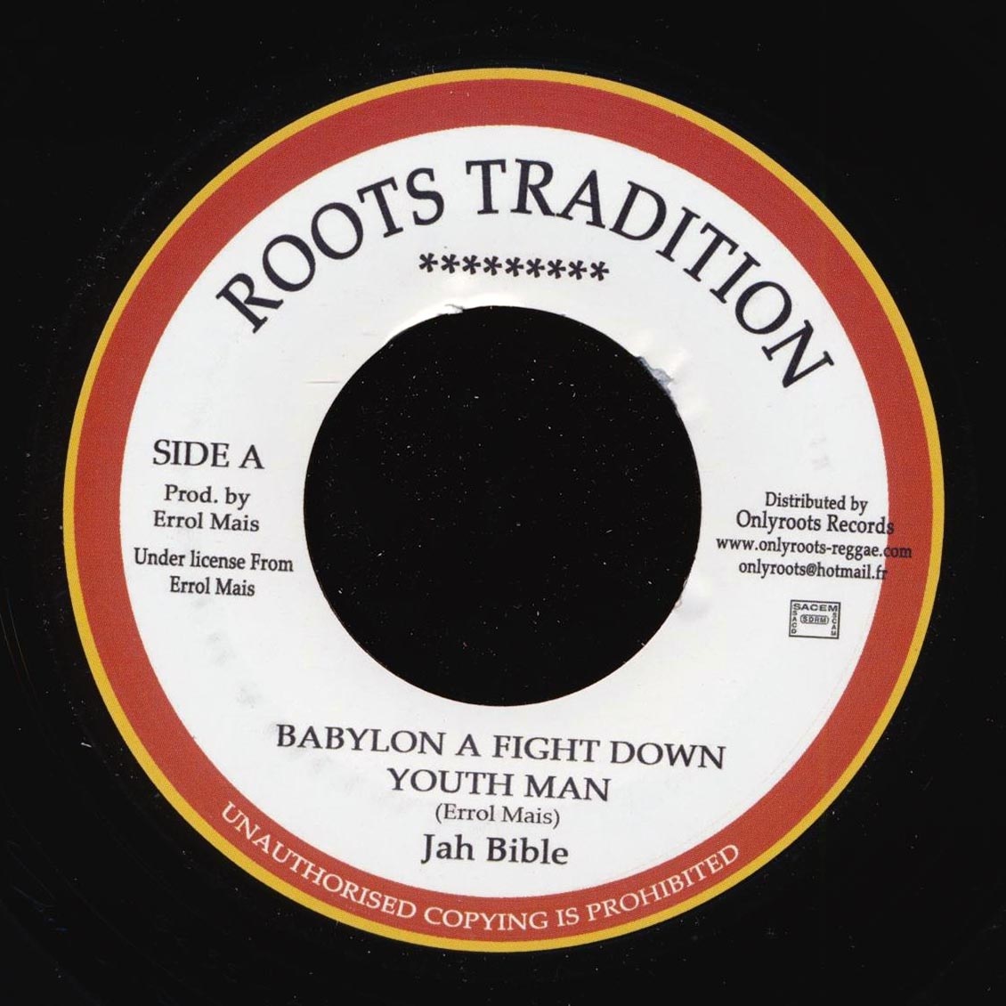 Jah Bible - Babylon A Fight Down Youth Man / Version (France press)