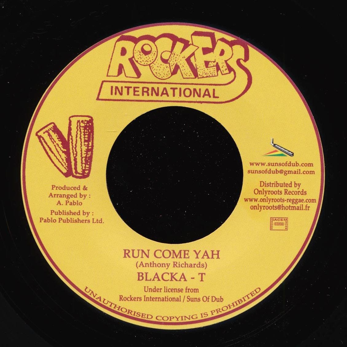 Blacka T - Run Come Yah / Version (France press)