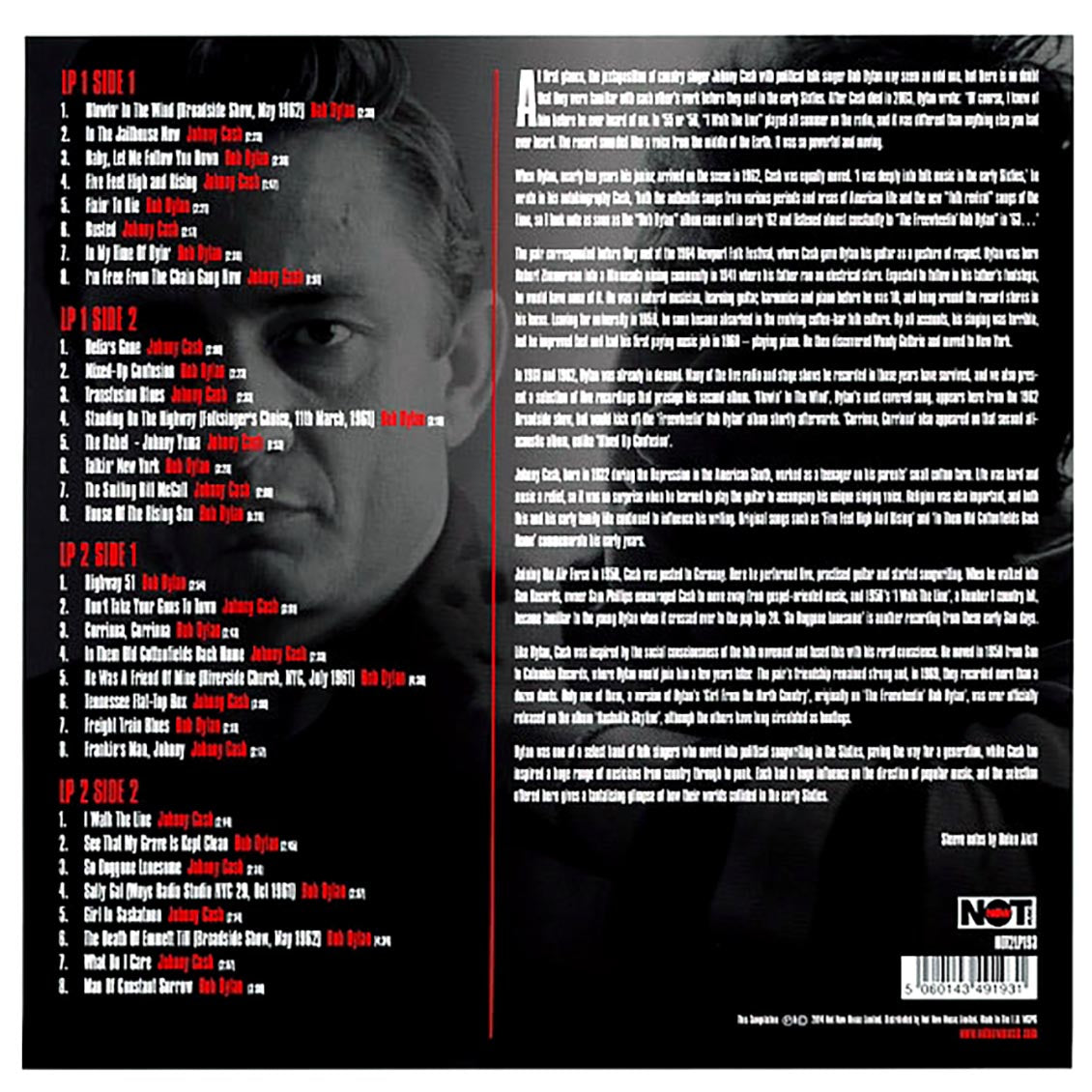 Johnny Cash, Bob Dylan - Johnny Cash Vs Bob Dylan: The Singer And The Song (2xLP) (180g)