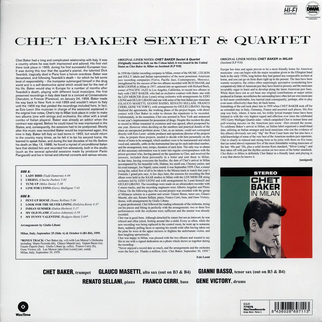 Chet Baker - Sextet & Quartet: Chet Baker In Milan (+bonus track) (180g)