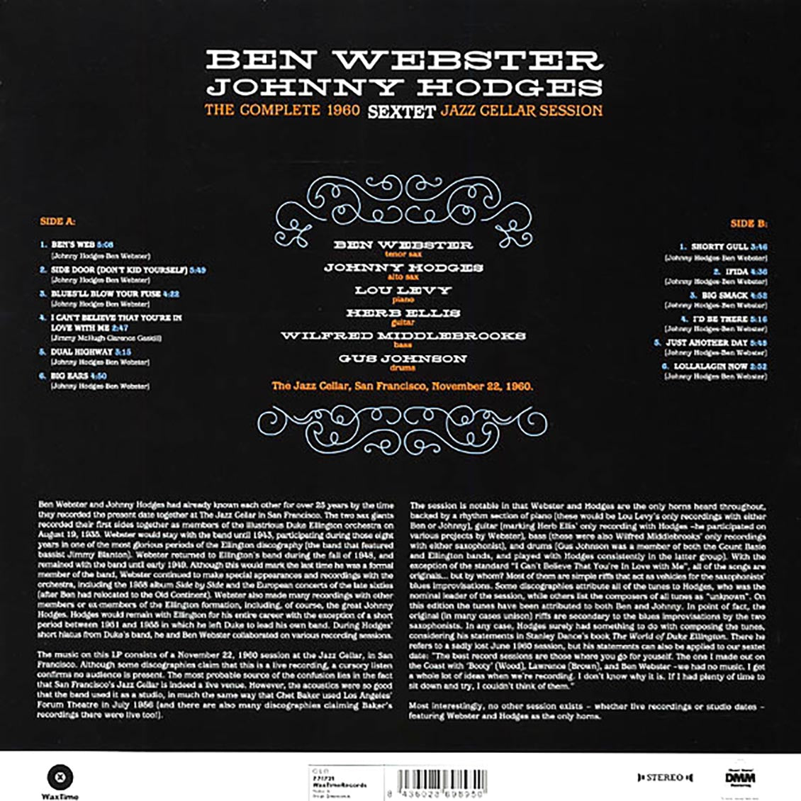 The Ben Webster & Johnny Hodges Sextet - The Complete 1960 Jazz Cellar Session (180g)
