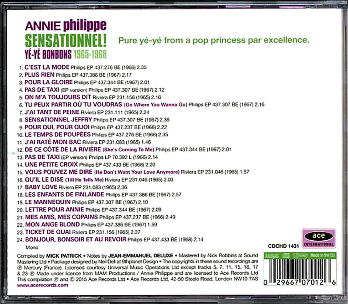 Annie Philippe - Sensationnel! Ye-Ye Bonbons 1965-1968 (24 tracks)