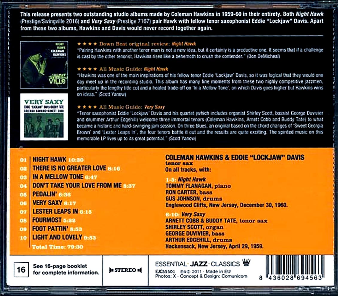 Coleman Hawkins, Eddie Lockjaw Davis - Night Hawk + Very Saxy