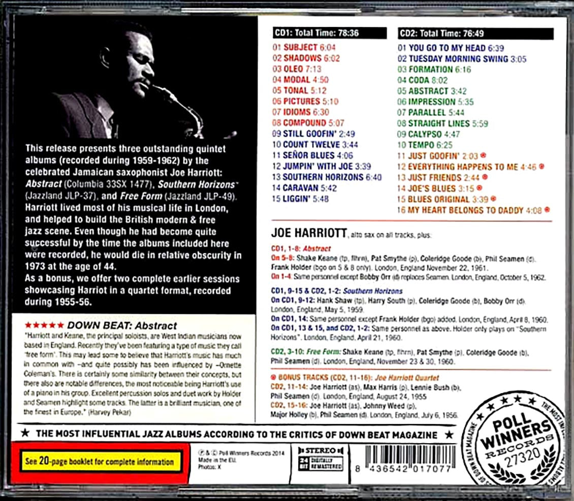 The Joe Harriott Quintet - Abstract / Southern Horizons / Free Form (2xCD)