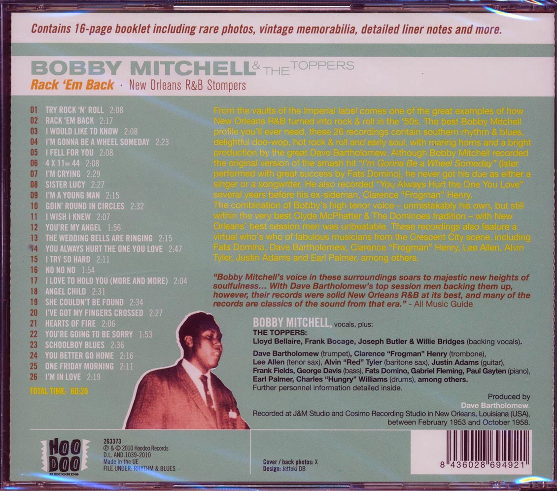 Bobby Mitchell & The Toppers - Rack 'Em Back: New Orleans R & B Stompers