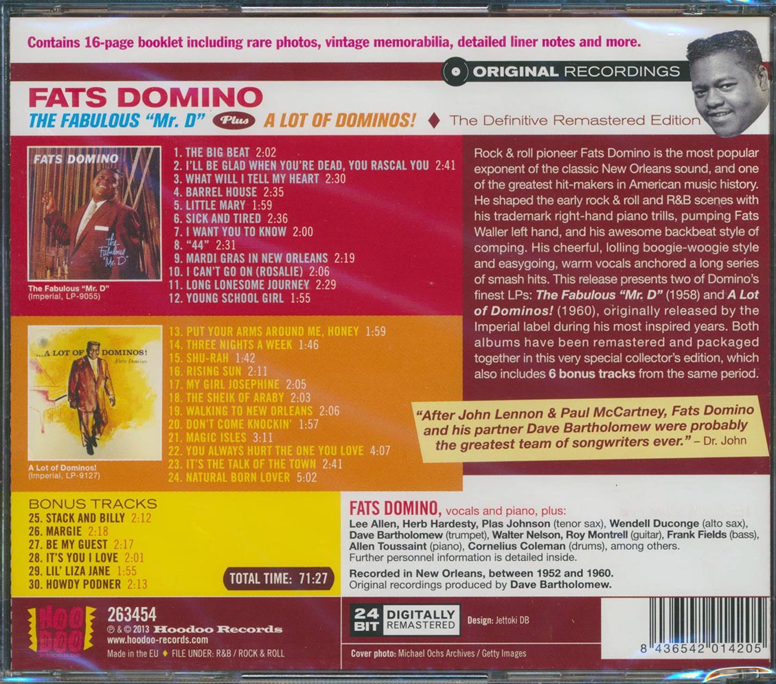 Fats Domino - The Fabulous Mr. D + A Lot Of Dominos! (2 albums on 1 CD) (30 tracks) (+6 bonus tracks) (incl. 16-page booklet) (remastered) (24-bit master