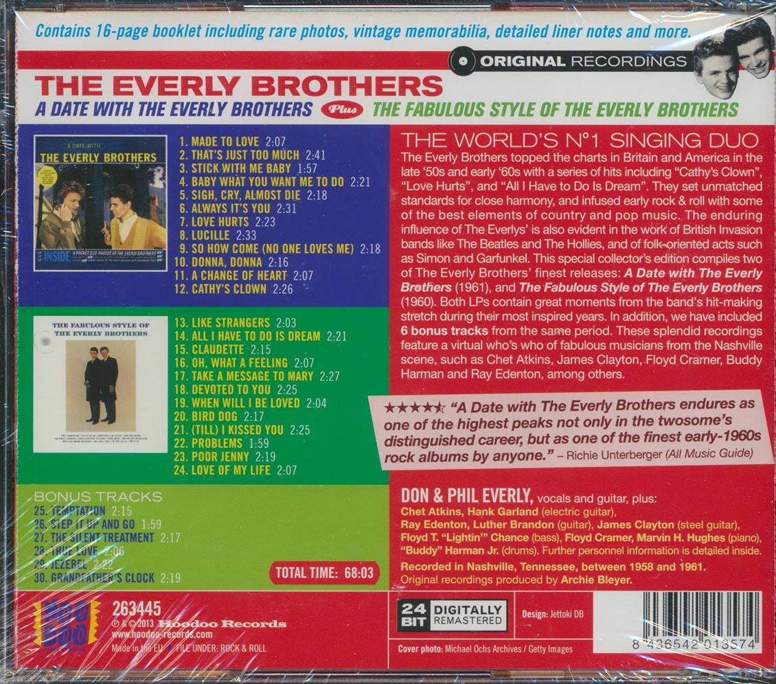 The Everly Brothers - A Date With The Everly Brothers + The Fabulous Style (2 albums on 1 CD) (30 tracks) (+6 bonus tracks) (incl. 16-page booklet) (remastered) (24-bit master