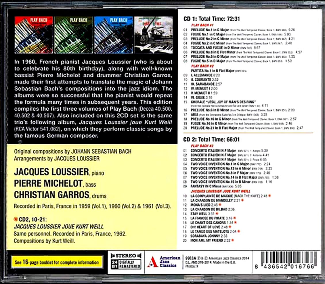 Jacques Loussier - Play Bach Volumes 1, 2 & 3 + Joue Kurt Weill (2xCD)