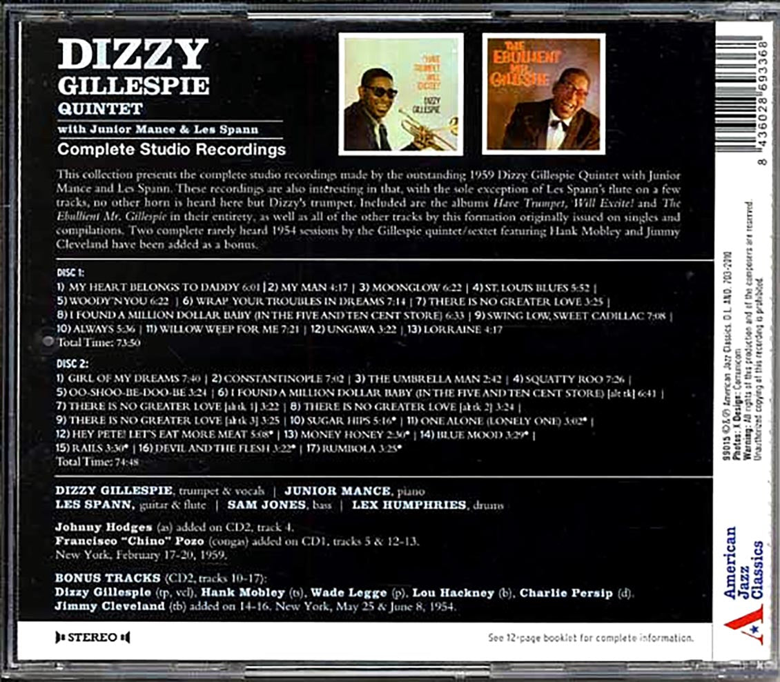 Dizzy Gillespie Quintet, Junior Mance, Les Spann - Complete Studio Recordings (2xCD)