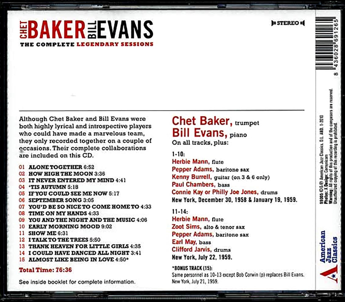 Chet Baker, Bill Evans - The Complete Legendary Sessions