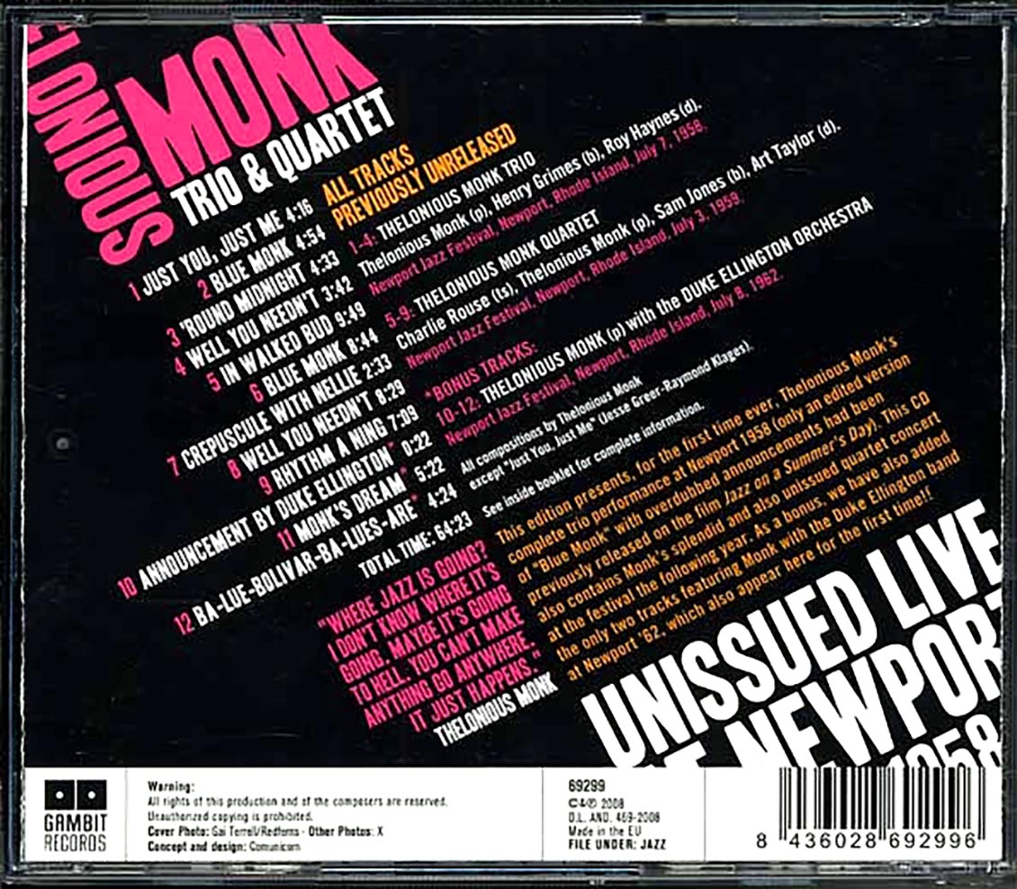 The Thelonious Monk Trio & Quartet - Unissued Live At Newport 1958-59