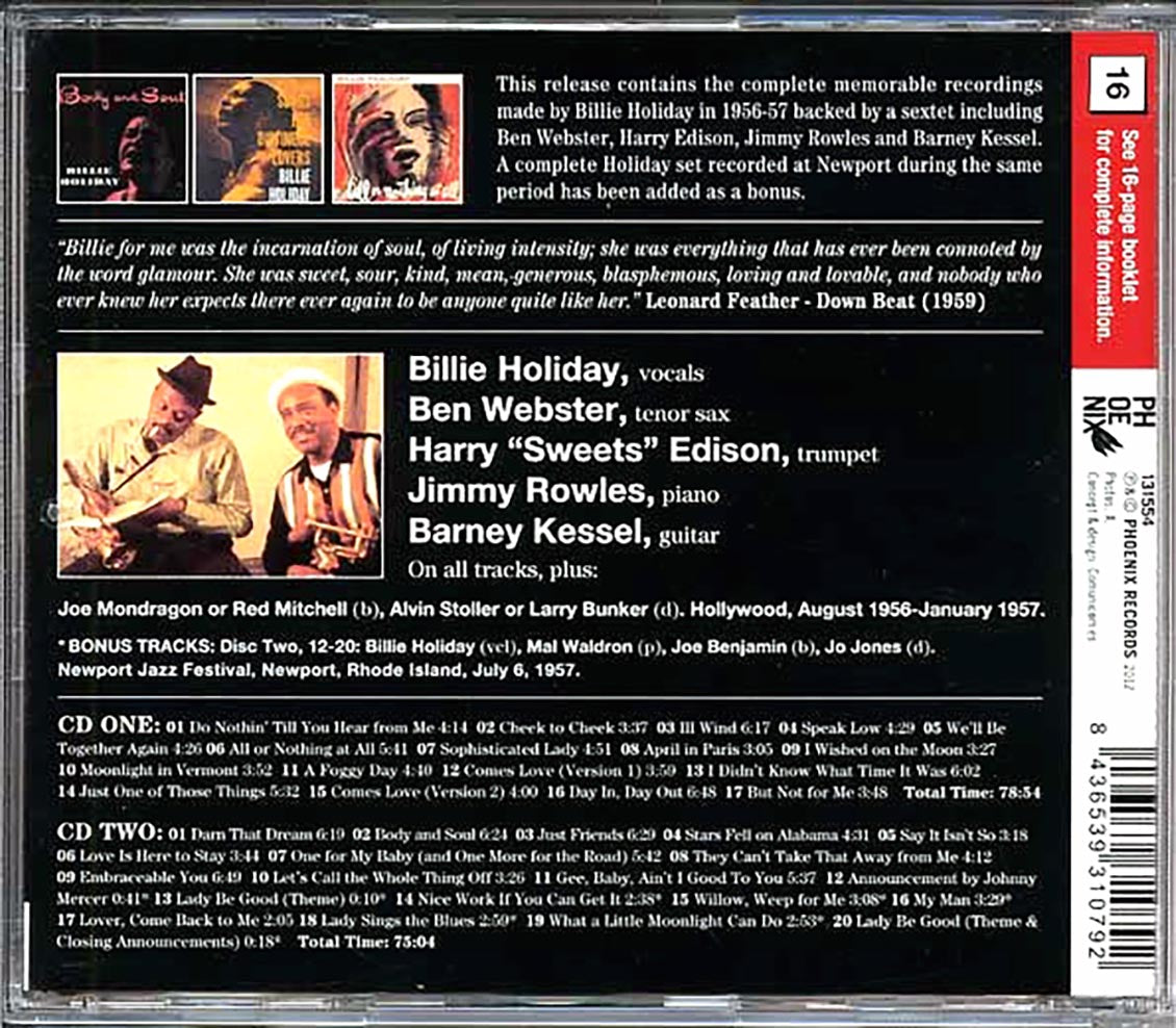 Billie Holiday - The Ben Webster / Harry Edison Sessions (2xCD)