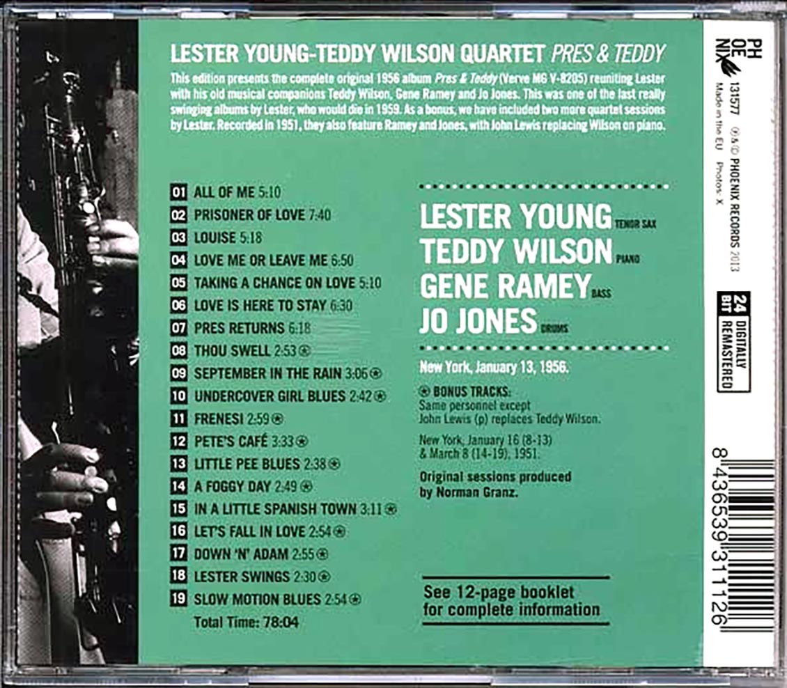 The Lester Young & Teddy Wilson Quartet - Pres & Teddy