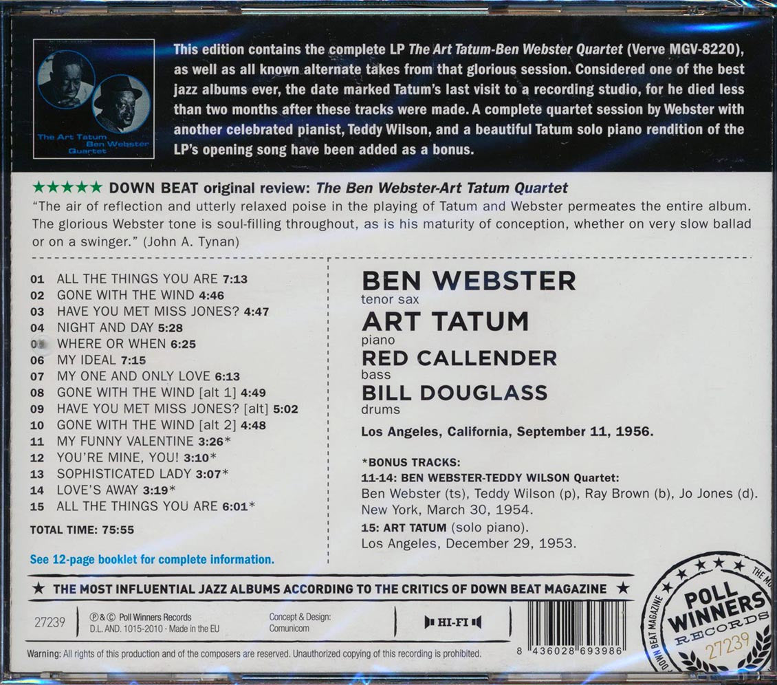 Ben Webster & Art Tatum Quartet - Ben Webster Art Tatum Quartet
