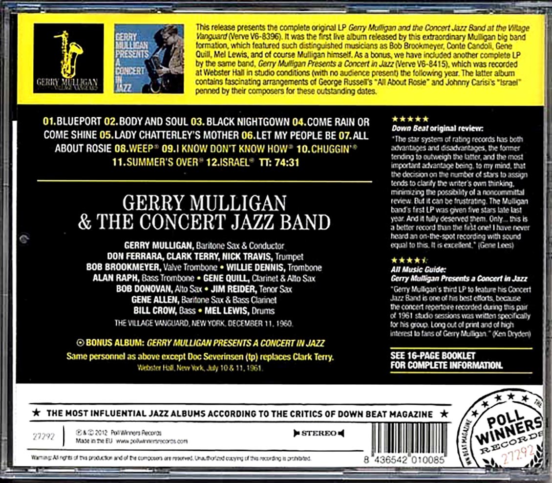 Gerry Mulligan & The Concert Jazz Band - At The Village Vanguard