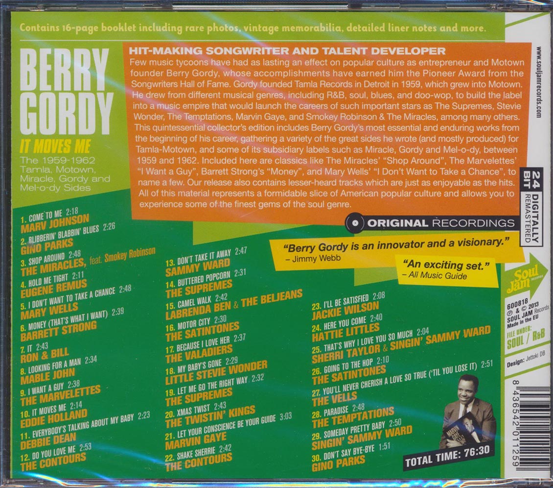 Berry Gordy - It Moves Me: The 1959-1962 Tamla, Motown, Miracle, Gordy And Mel-o-dy Sides