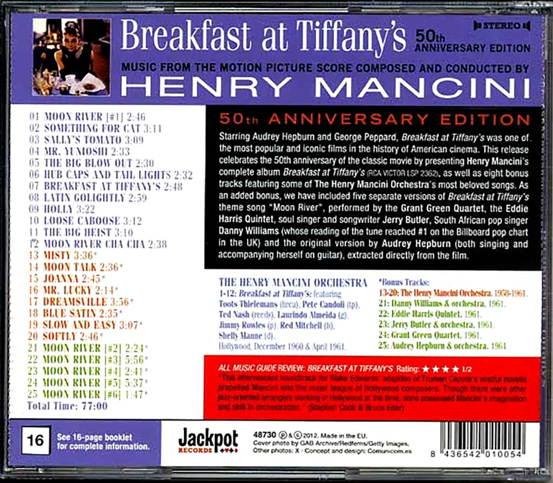 Henry Mancini - Breakfast At Tiffany's 50th Anniversary Edition: Music From The Motion Picture Score Composed And Conducted By Henry Mancini