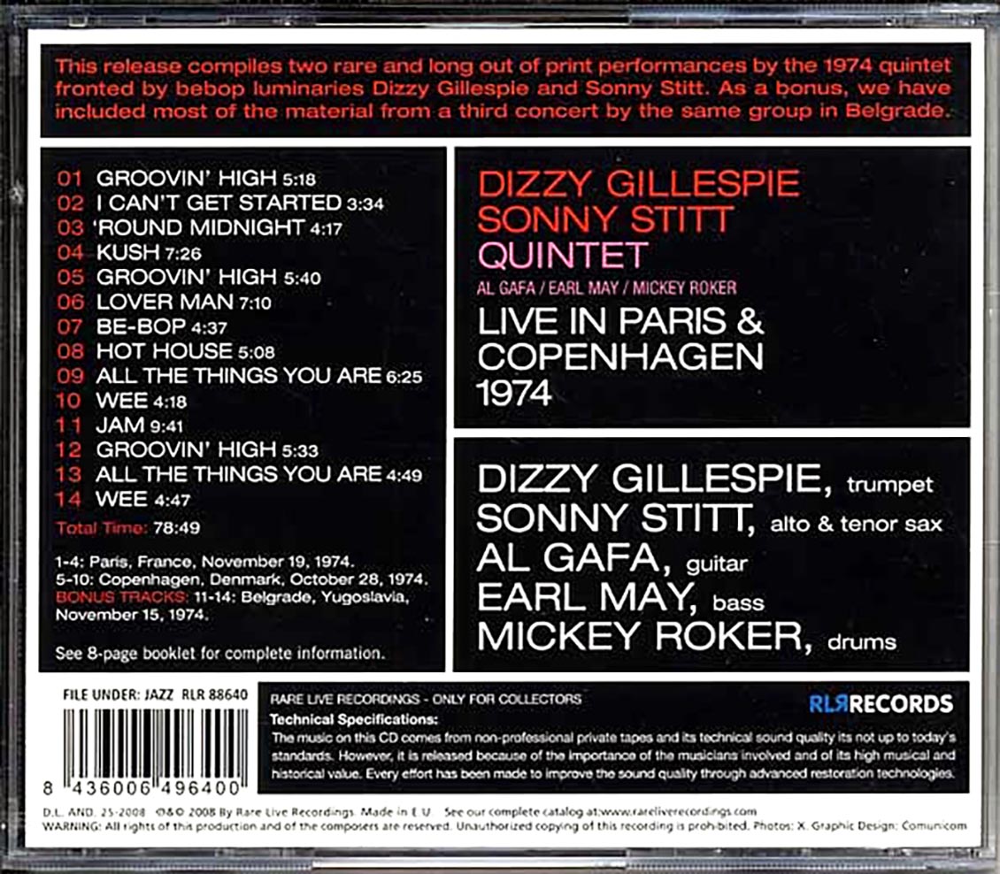 Dizzy Gillespie, Sonny Stitt Quintet - Live In Paris & Copenhagen 1974