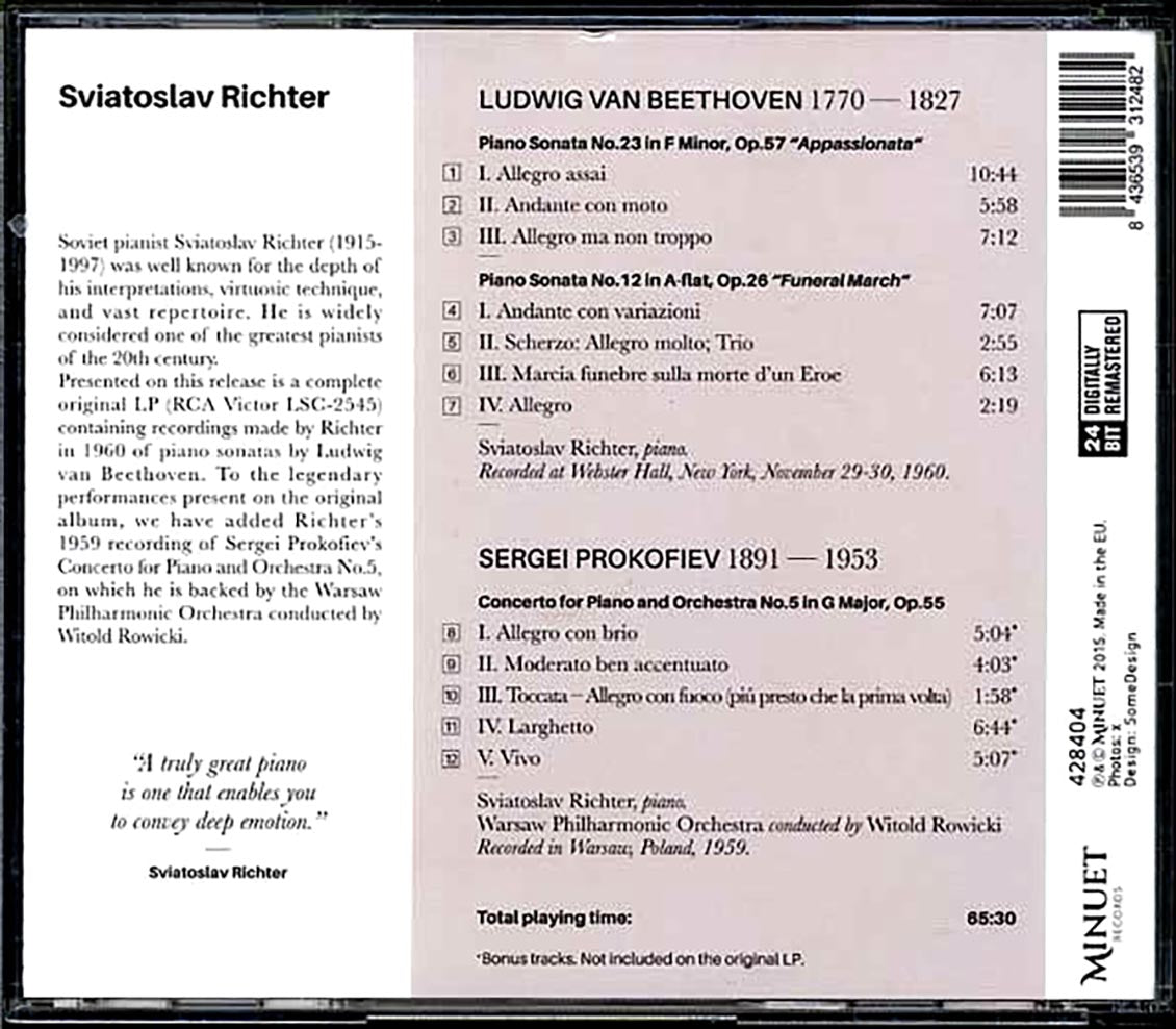 Sviatoslav Richter - Beethoven Appassionata And Funeral March Sonatas