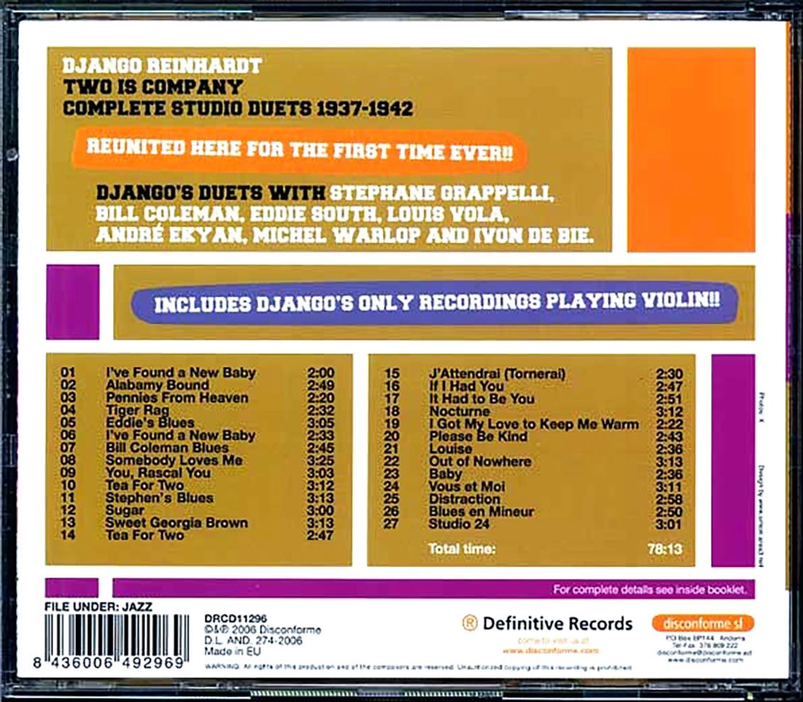 Django Reinhardt - Two Is Company: Complete Studio Duets 1937-1942