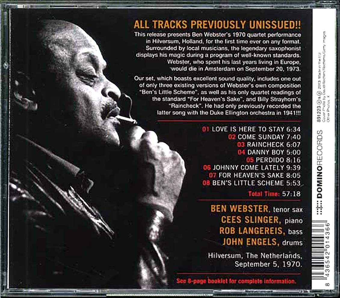Ben Webster Quartet - Live In Hilversum 1970