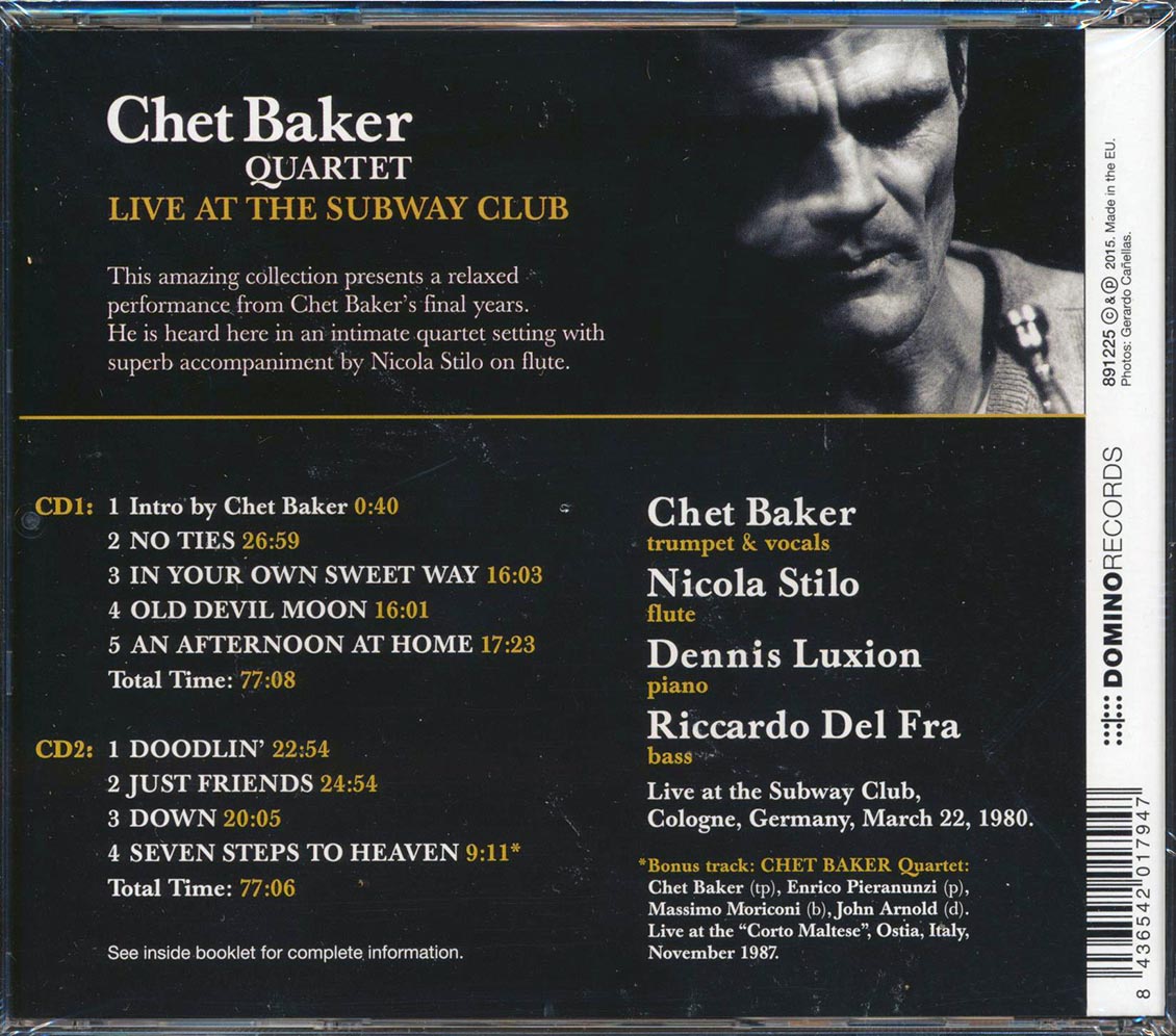 The Chet Baker Quartet - Live At The Subway Club (2xCD)