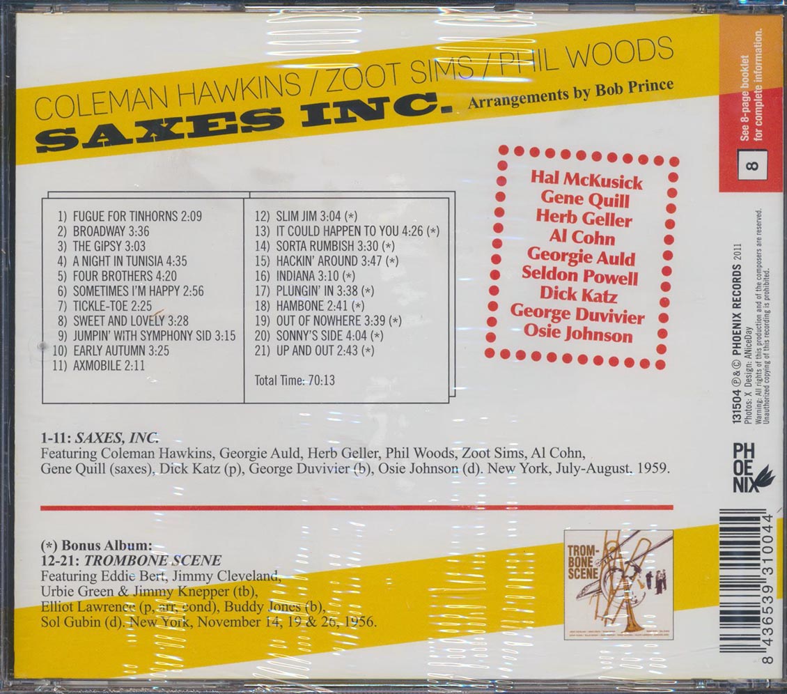 Coleman Hawkins, Zoot Sims, Phil Woods - Saxes Inc.