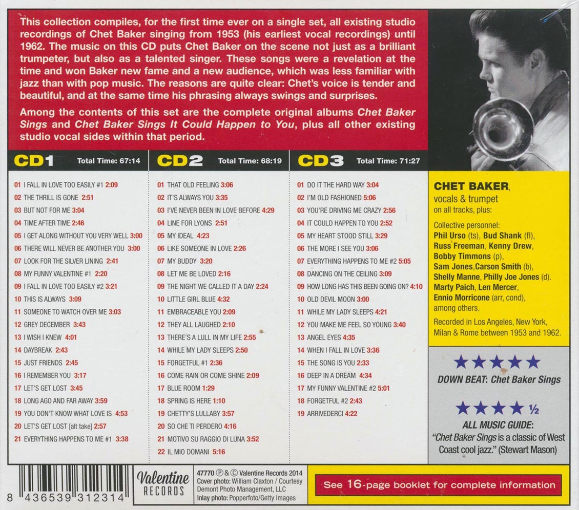 Chet Baker - Sings: The Complete 1953-62 Vocal Studio Recordings (3xCD)