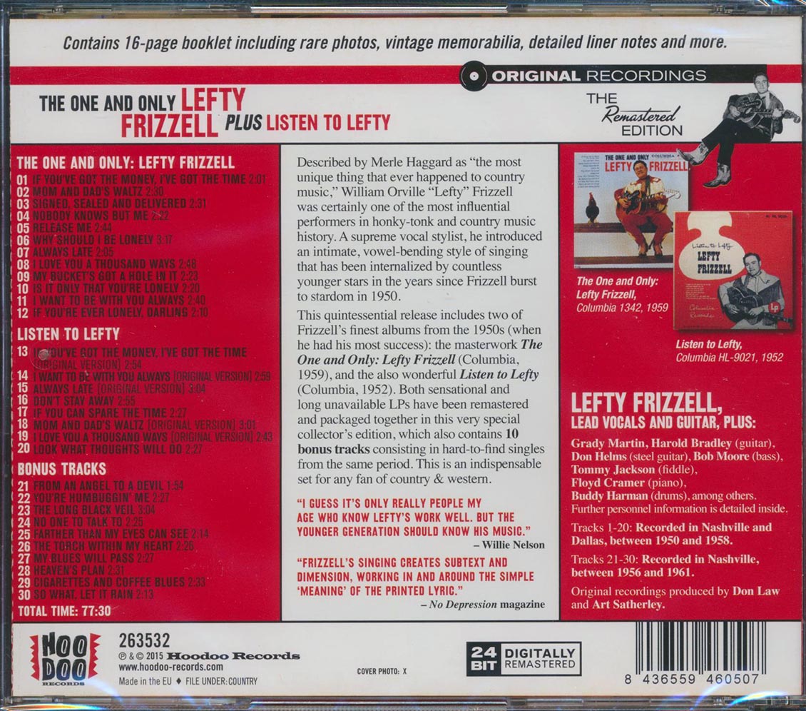 Lefty Frizzell - The One And Only Lefty Frizzell + Listen To Lefty (30 tracks) (incl. large booklet) (remastered)