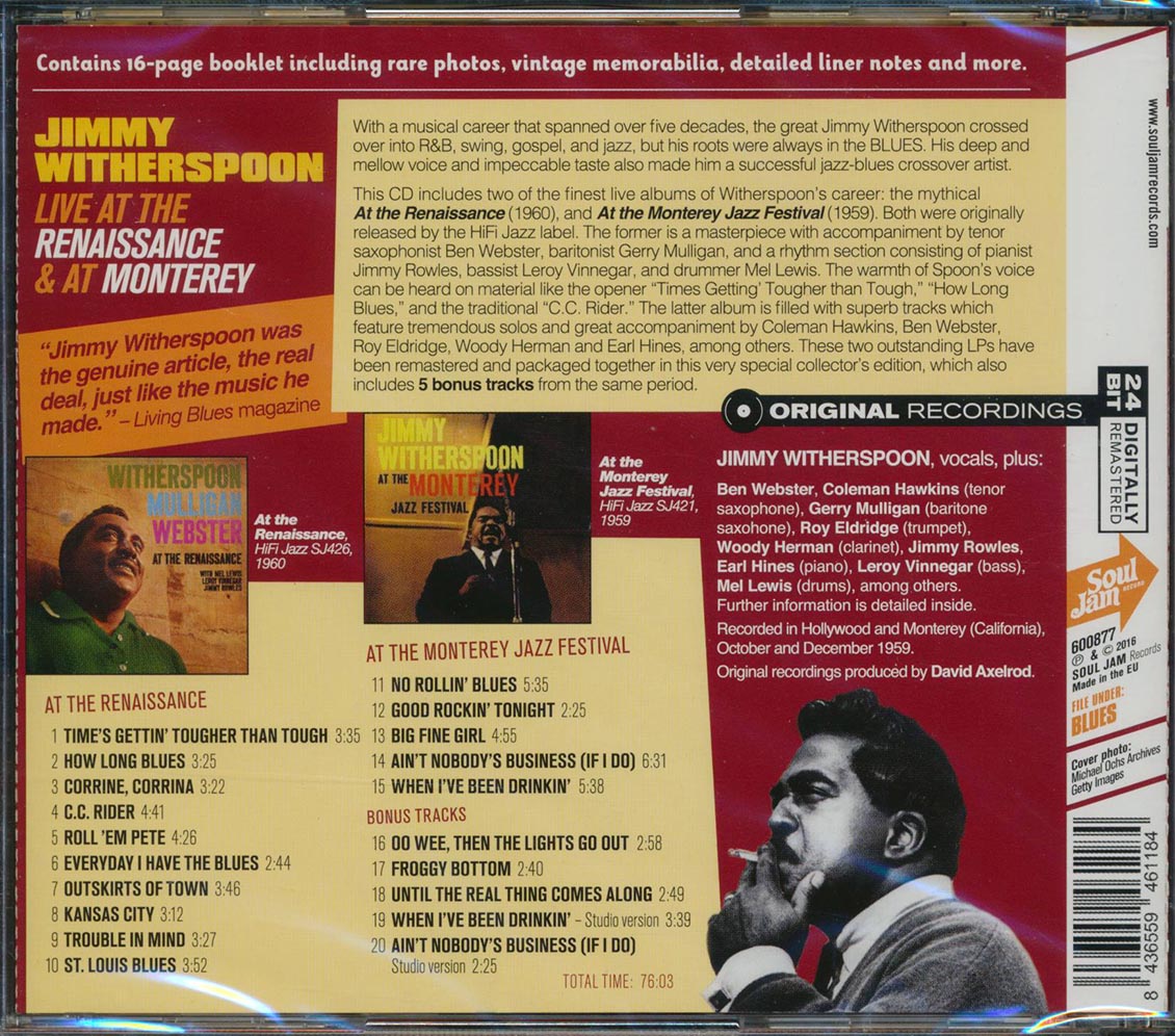 Jimmy Witherspoon - Live At The Renaissance & At Monterey (20 tracks) (2xCD) (incl. large booklet) (remastered) (expanded edition)