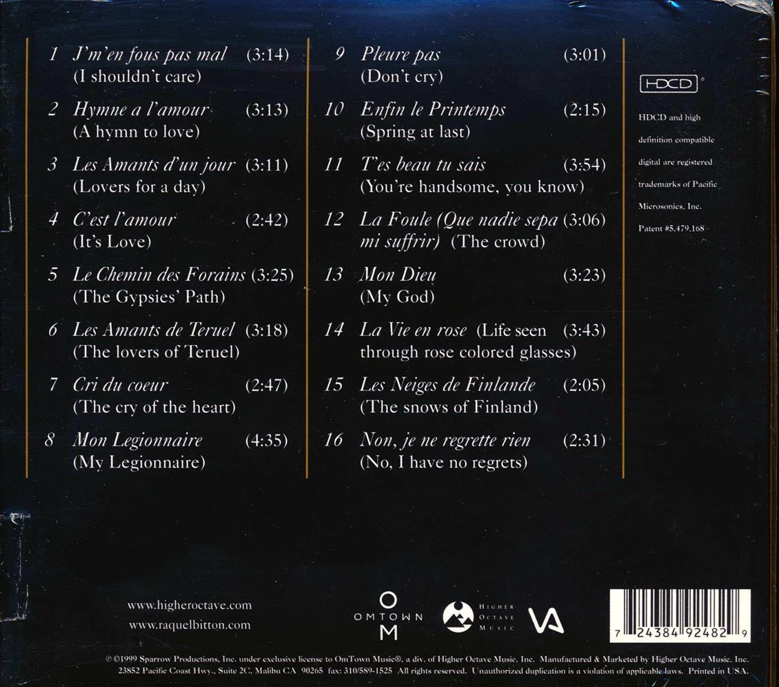 Raquel Bitton - Sings Edith Piaf Volume 1, The Golden Album (marked/ltd stock) (deluxe 3-fold digipak)