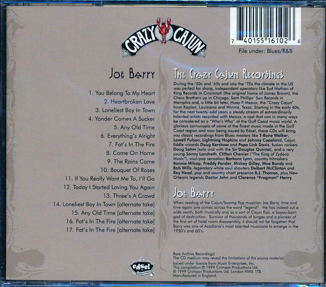 Joe Barry - The Lonliest Boy In Town: Swamp-Pop Blues, R&B: The Crazy Cajun Recordings, Volume 1