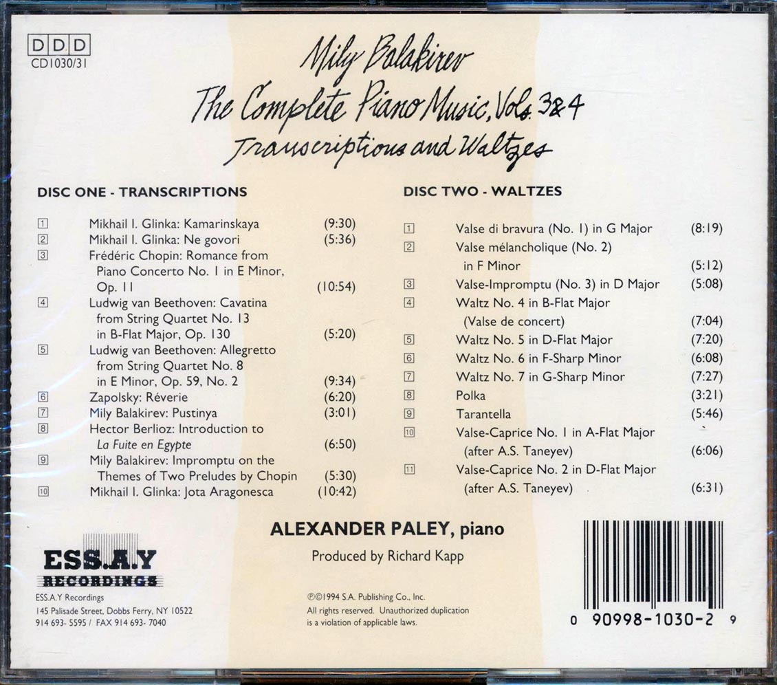 Mily Balakirev - The Complete Piano Music Volumes 3 & 4 (21 tracks) (2xCD) (incl. large booklet)