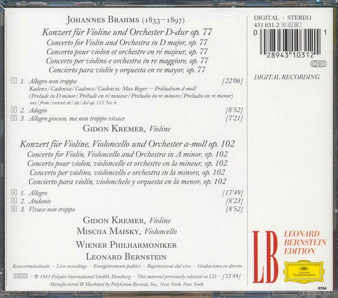 Leonard Bernstein - Brahms: Violin & Double Concerti