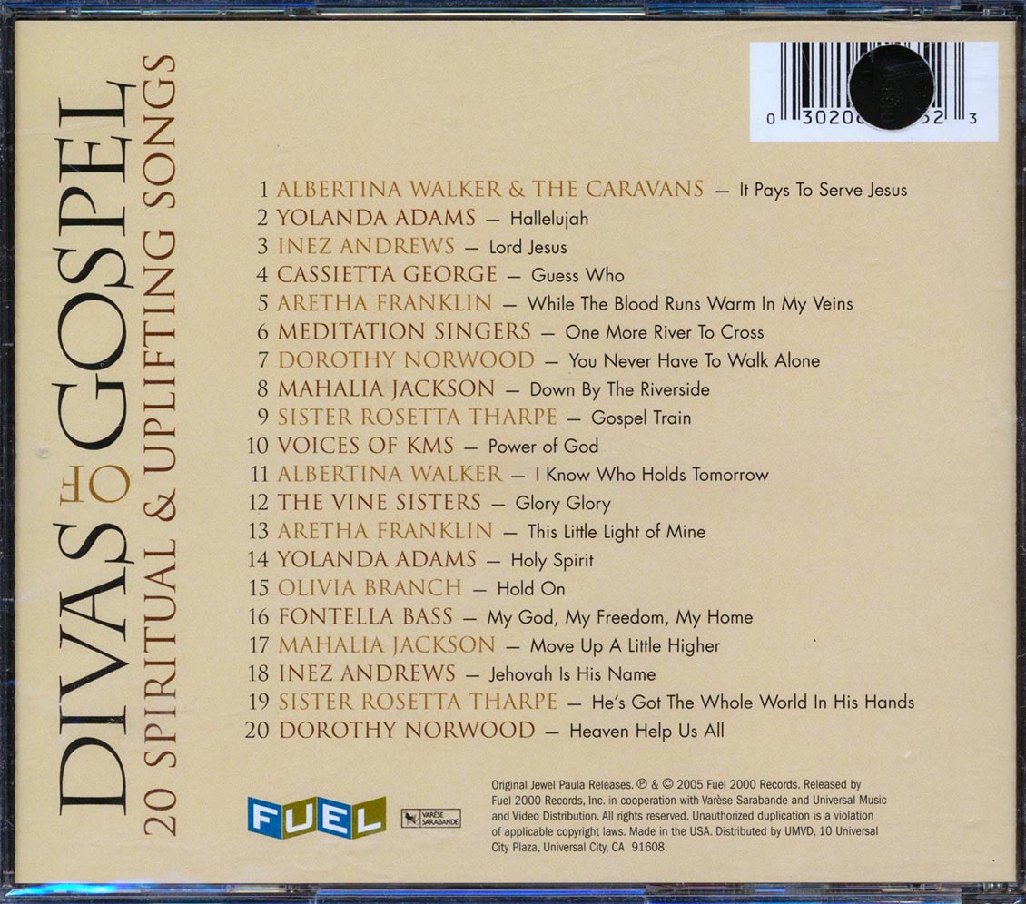 Aretha Franklin, Mahalia Jackson, Yolanda Adams, Etc. - Divas Of Gospel: 18 Spiritual & Uplifting Songs (marked/ltd stock)