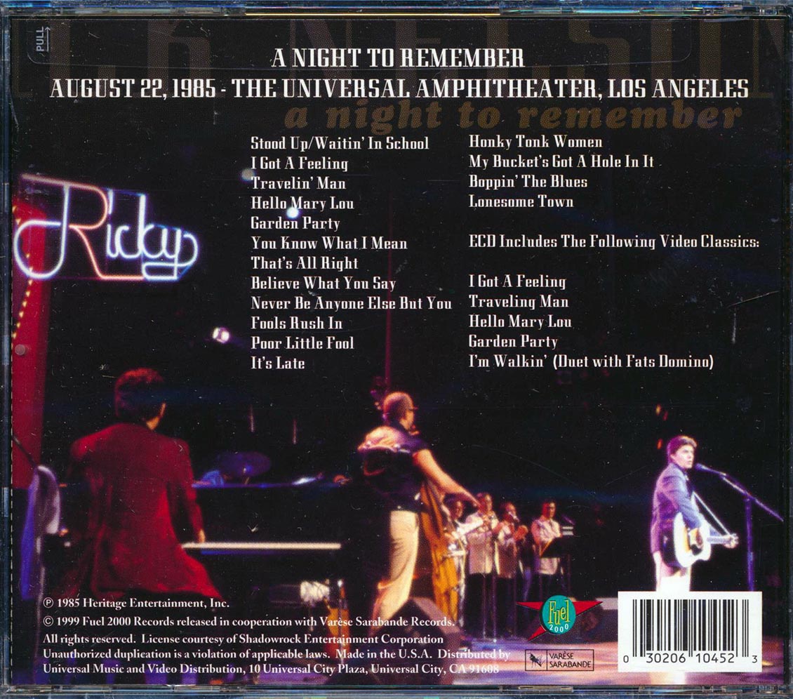 Rick Nelson - A Night To Remember: Live At The Universal Amphitheater Los Angeles 1985 (marked/ltd stock)