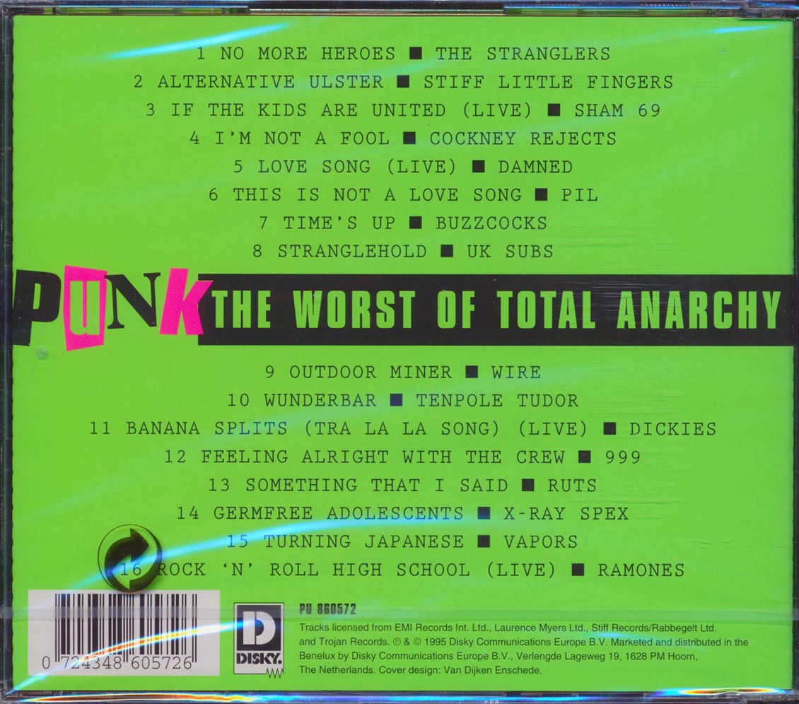 UK Subs, The Ramones, The Damned, The Stranglers, Etc. - Punk: The Worst Of Total Anarchy
