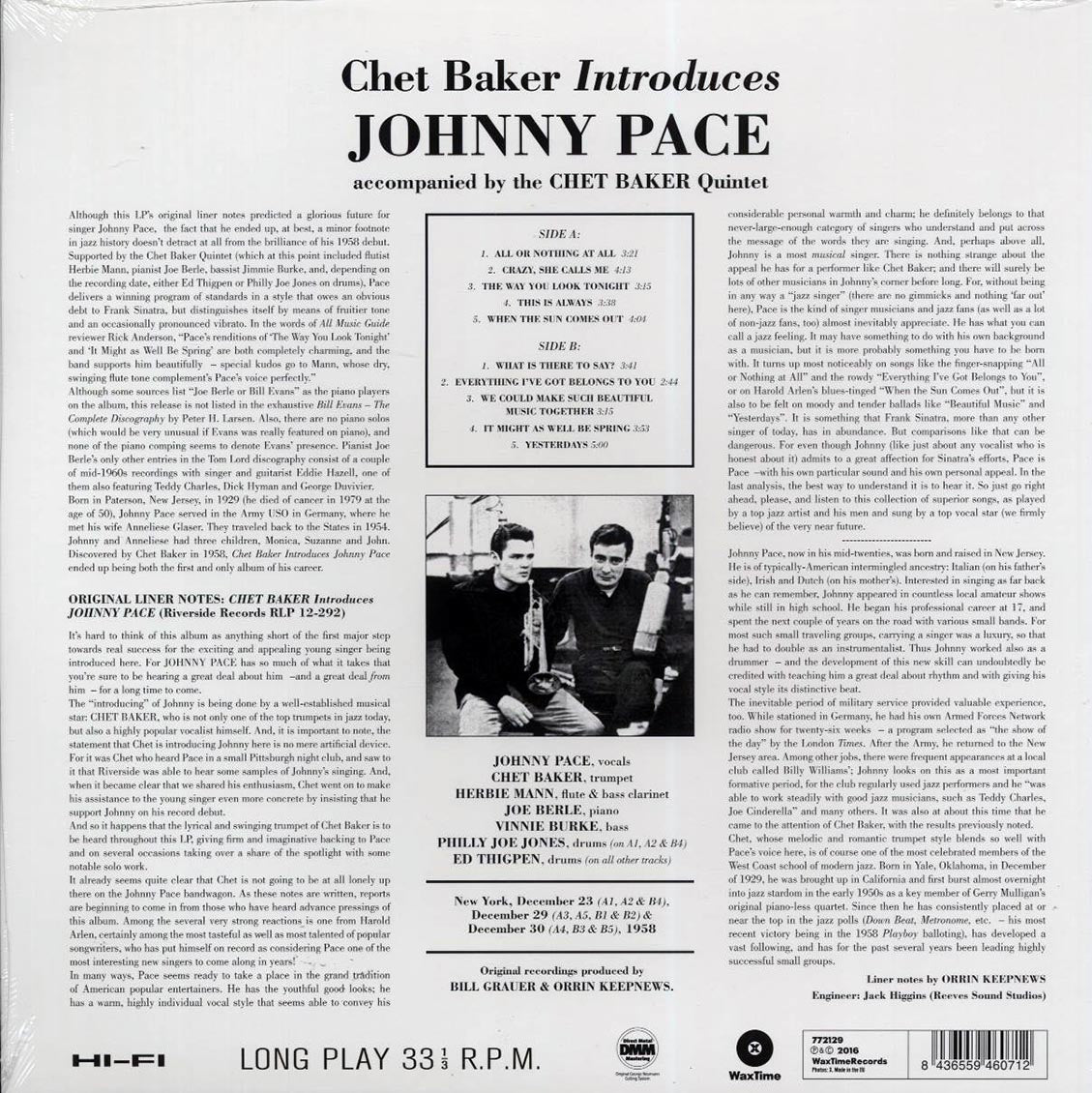 Chet Baker - Chet Baker Introduces Johnny Pace Accompanied By Chet Baker Quintet (ltd. ed.) (180g)