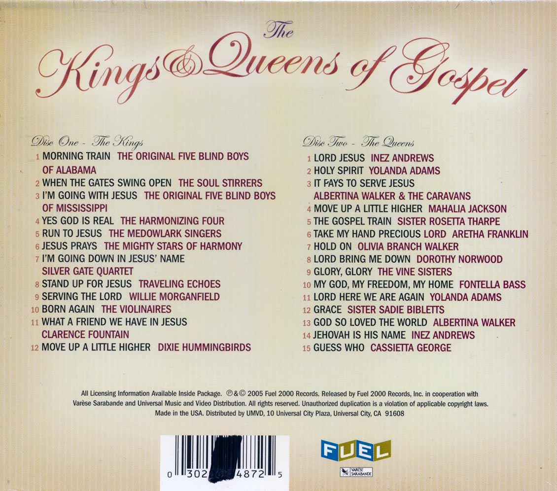 Aretha Franklin, The Soul Stirrers, Yolanda Adams, Clarence Fountain, Etc. - The Kings & Queens Of Gospel (27 tracks) (2xCD) (marked/ltd stock)